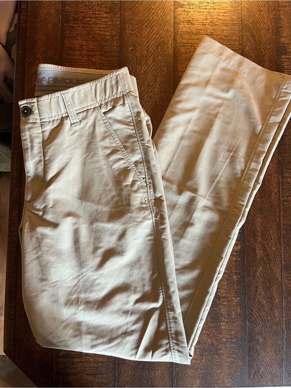Men's under armour pants tan khaki nylon 30 x 32